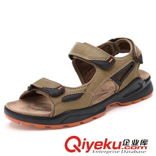2015-4月新款 創(chuàng)渃夏季新款男士涼鞋露趾涼鞋頭層牛皮沙灘鞋休閑涼皮鞋鞋子批發(fā)