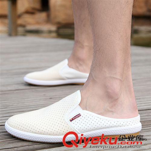 透氣網(wǎng)鞋 廠家直銷新款男士透氣網(wǎng)布駕車鞋 韓版懶人鞋男士半拖鞋休閑鞋男原始圖片2