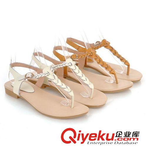 3月28號(hào)新款 女鞋批發(fā) 2015夏季牛皮zp涼鞋 細(xì)帶夾趾平底羅馬涼鞋休閑學(xué)生鞋原始圖片3