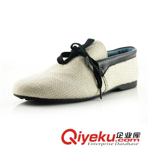 潮流英倫休閑鞋 廠家直銷夏季韓版潮鞋時尚男鞋休閑鞋麻布系帶 {zx1}款透氣豆豆鞋原始圖片2