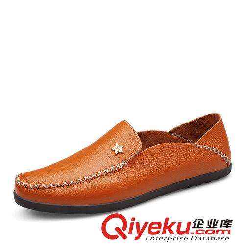 潮流英倫休閑鞋 百搭懶人一腳穿超輕單鞋新款男士休閑皮鞋潮流純色低幫鞋一件代發(fā)原始圖片2