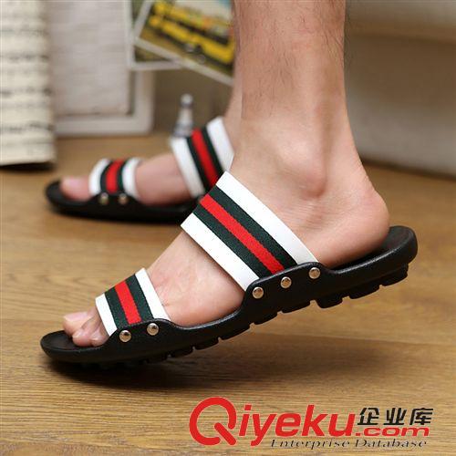 涼鞋/拖鞋 平底套腳潮流條紋拖鞋男 潮流條紋拖鞋男 條紋拖鞋男 拖鞋男原始圖片2