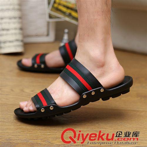 涼鞋/拖鞋 平底套腳潮流條紋拖鞋男 潮流條紋拖鞋男 條紋拖鞋男 拖鞋男原始圖片3