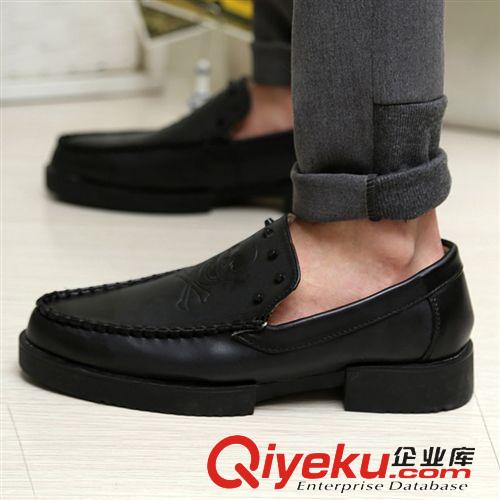 皮鞋 批發代理韓國爆款潮流英倫休閑鞋男鞋皮鞋子男式低幫皮鞋骷髏單鞋原始圖片3