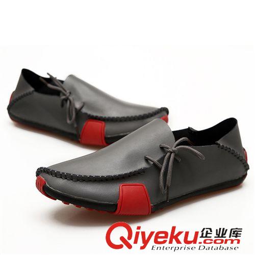 豆豆鞋 批發(fā)代理個(gè)性男式牛皮太極休閑鞋英倫豆豆鞋拼色懶人一腳蹬駕車鞋原始圖片2