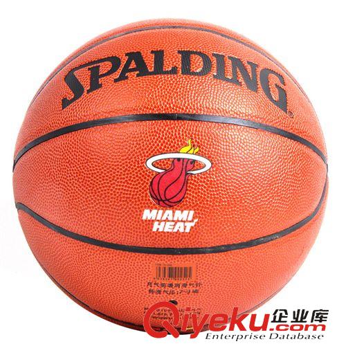籃球 Spalding/斯伯丁籃球正品 NBA熱火隊隊徽PU皮室內外球 耐磨74-098原始圖片2