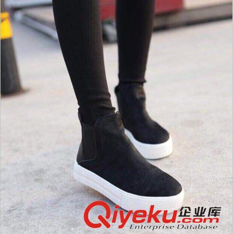 1月第二期 韓版高幫休閑鞋厚底松糕跟zp豹紋馬毛女鞋圓頭松緊口春款單鞋女