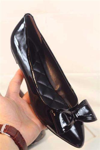 單鞋 2014秋冬新款歐美品牌女鞋平底大蝴蝶結尖頭女單鞋漆皮淺口女鞋
