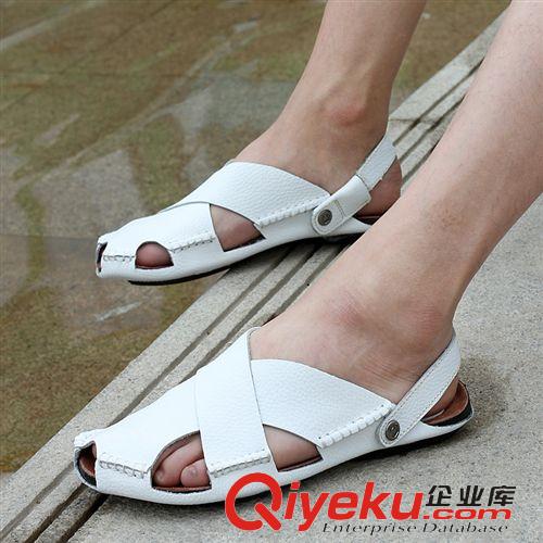 gd專柜 手工涼鞋批發(fā) 夏季男士英倫zp品質(zhì)拖鞋頭層牛皮半拖韓版包頭鞋原始圖片2