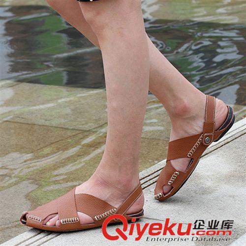 gd專柜 手工涼鞋批發(fā) 夏季男士英倫zp品質(zhì)拖鞋頭層牛皮半拖韓版包頭鞋原始圖片3