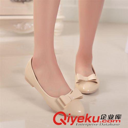 單鞋 廠家批發時尚漆皮圓頭女鞋淺口蝴蝶結女式甜美單鞋批發平底單鞋原始圖片2