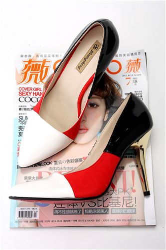按款式分類 多彩潮拼色單鞋混合優(yōu)雅高跟尖頭時尚女鞋尖頭瘦長細(xì)跟鞋原始圖片3