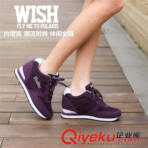 女鞋 春秋隱形平底內(nèi)增高女鞋網(wǎng)布透氣百搭休閑鞋運(yùn)動(dòng)高跟旅游鞋原始圖片2