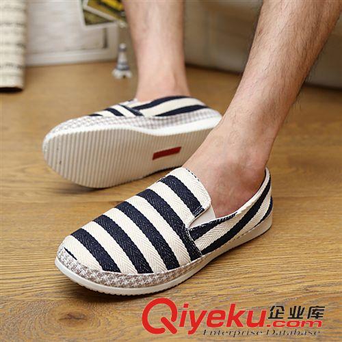 2015春季主推爆款男鞋 2015春季{zx1}款手工條紋帆布鞋時尚潮流低幫男鞋套腳鞋休閑鞋原始圖片2
