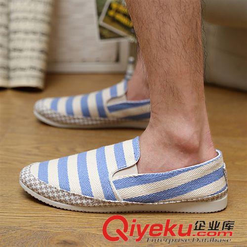 2015春季主推爆款男鞋 2015春季{zx1}款手工條紋帆布鞋時尚潮流低幫男鞋套腳鞋休閑鞋原始圖片3