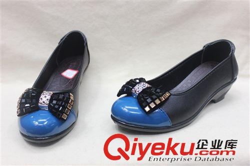 媽媽鞋 2015春秋新款PU漆皮水鉆蝴蝶結(jié)中跟女式皮鞋女鞋 時尚媽媽鞋原始圖片2