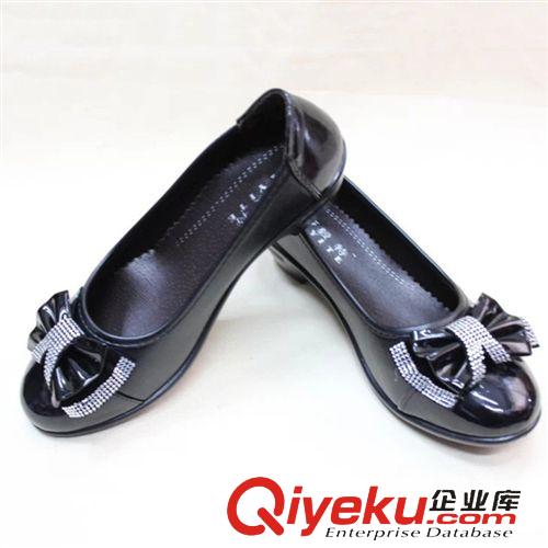媽媽鞋 2014秋季新品  韓版優(yōu)雅鑲鉆蝴蝶結(jié)女單鞋 PU坡跟圓頭低幫鞋子原始圖片3
