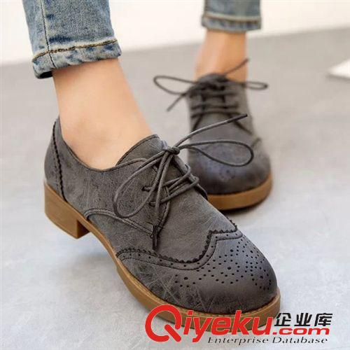 1月新品 2015春秋新款小圓頭簡(jiǎn)約系帶皮鞋平跟單鞋女韓國(guó)風(fēng)小皮鞋批發(fā)原始圖片3