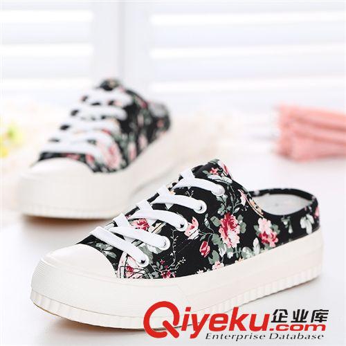 2014新款上市 夏季新款碎花厚底潮流松糕鞋潮包頭女鞋學(xué)生帆布拖鞋涼拖休閑單鞋原始圖片3