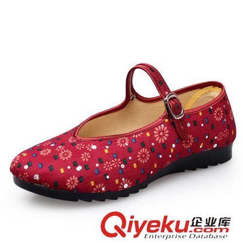 北京布鞋 包郵老北京布鞋紅舞鞋黑平絨一帶禮儀鞋廣場跳舞舞蹈坡跟女單原始圖片3