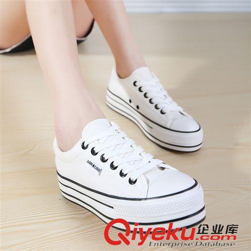 女生帆布鞋 夏季帆布鞋女鞋韓版潮低幫增高厚底松糕學(xué)生休閑小白板鞋單鞋布鞋原始圖片3