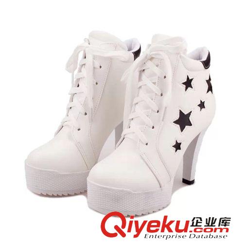 女鞋 2014秋冬新款時(shí)尚馬丁靴女圓頭細(xì)高跟防水臺(tái)女士短靴來(lái)自星星的你