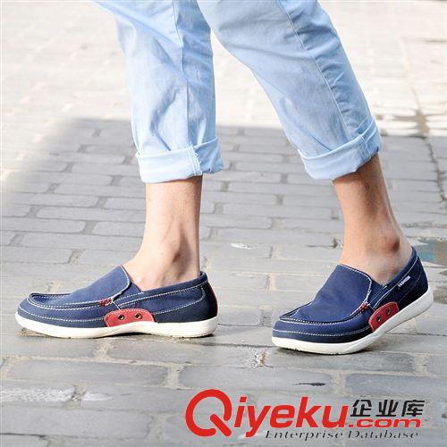 帆布鞋 春季 透氣帆布鞋韓版潮男休閑鞋子 牛仔布一腳蹬懶人鞋豆豆鞋單鞋原始圖片2