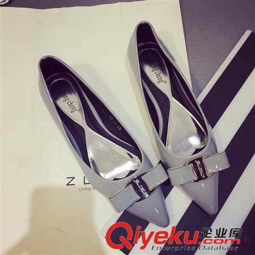 單鞋 廠家直銷一件代發(fā)歐美時尚春季新款蝴蝶結(jié)金屬mp尖頭平底單鞋