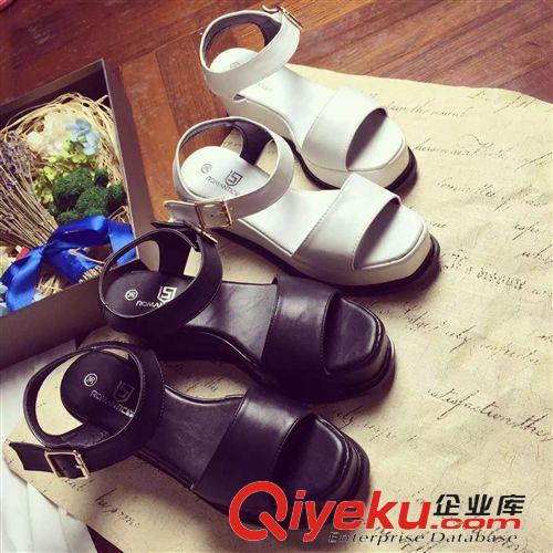 涼鞋 廠家直銷一件代發韓國夏季新款女鞋 韓版休閑露指搭扣坡跟涼鞋原始圖片2