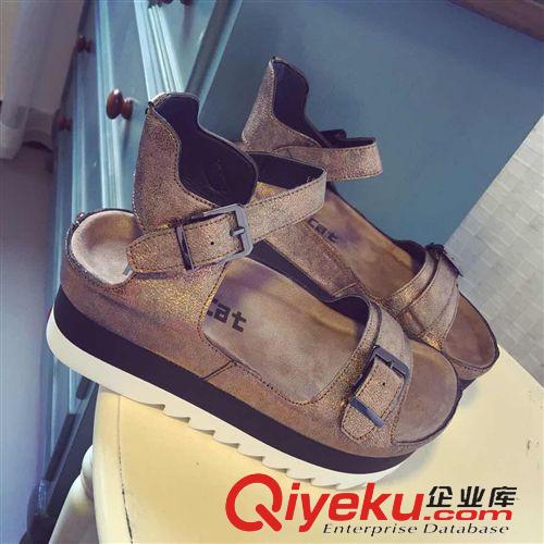 涼鞋 廠家直銷一件代發韓國夏季新款女鞋 松糕厚底皮帶搭扣高幫涼鞋