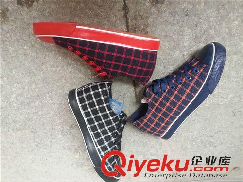 帆布鞋 春秋季低幫帆布鞋女內(nèi)增高厚底松糕鞋韓版潮學(xué)生女鞋格子休閑鞋子原始圖片3