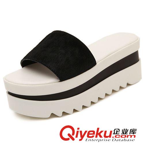 涼鞋-專區(qū) 2015廠家生產(chǎn)夏季清風(fēng)涼爽厚底真皮馬毛拖鞋休閑舒適女涼鞋原始圖片3