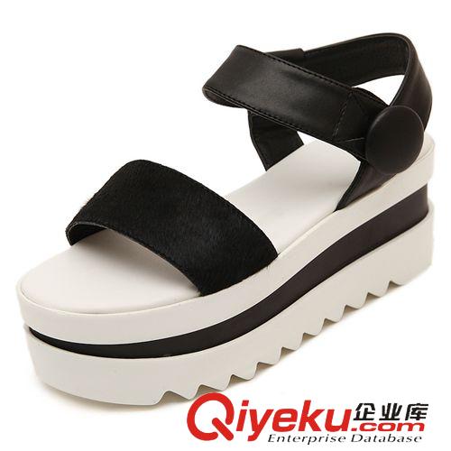 4月21號新款 2015廠家生產夏季大牌同款真皮馬毛女涼鞋時尚厚底舒適女鞋原始圖片3