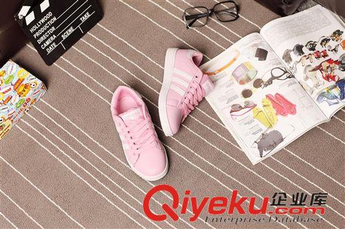 4月18號運動鞋新款 2015廠家生產(chǎn)四季新款歐美熱銷三條杠板鞋運動鞋中跟女鞋原始圖片3