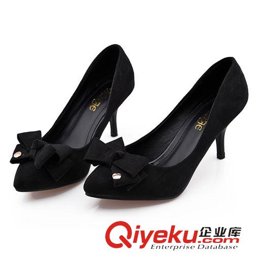 單鞋  尖頭高跟鞋新款歐美女鞋蝴蝶結(jié)春款淺口女單鞋時尚韓版夜店性感鞋原始圖片2