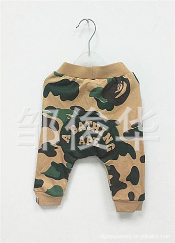 baby秋冬款 bape milo baby迷彩大PP褲猿人頭哈倫褲