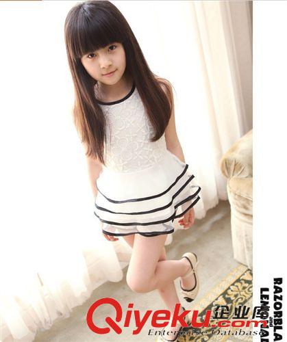 3.28 童裝女童裝2015新款女童裝韓版蕾絲無袖蛋糕裙+短褲女童兒童套裝原始圖片2