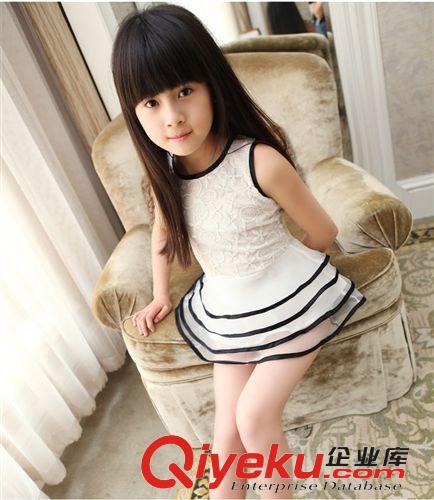 3.28 童裝女童裝2015新款女童裝韓版蕾絲無袖蛋糕裙+短褲女童兒童套裝原始圖片3