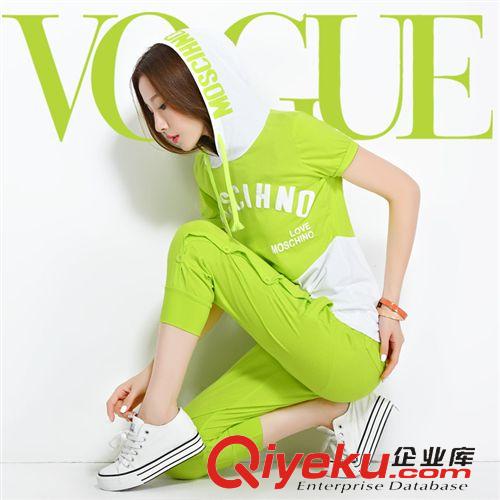 4月 韓版時尚寬松蝙蝠袖2015夏裝新款娃娃領短袖運動套裝