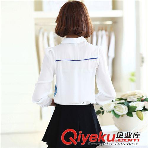 3月 實拍 春裝新款韓版大碼女裝打底衫長袖印花襯衣修身雪紡衫女#原始圖片3