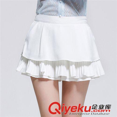 女式休閑褲 實(shí)拍 #2015新款韓版女裝高腰顯瘦百褶外穿短褲 裙褲 女原始圖片3