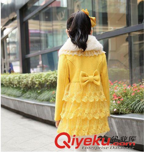 2014冬季新款店主推薦 2014韓版童裝新款 女童羊毛呢子大衣 女中大童外套冬裝廠家直銷原始圖片3