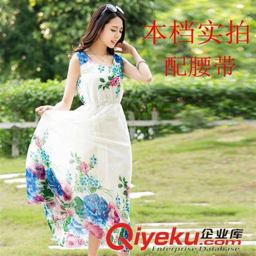 5月新款推薦 2015夏新款波西米亞雪紡長(zhǎng)裙沙灘裙印花大擺連衣裙原始圖片2