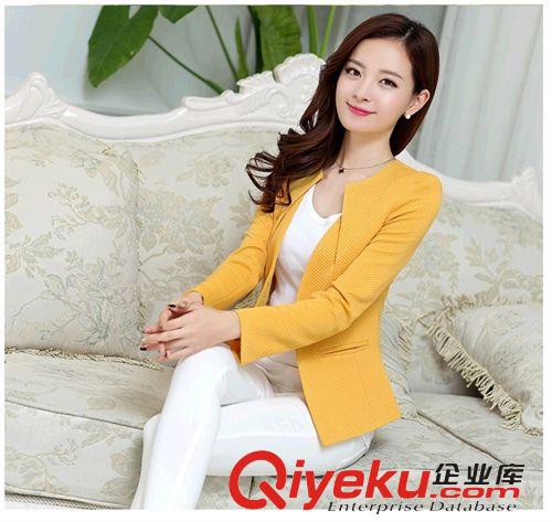 3月新款推薦 2015春秋新款時(shí)尚小西裝外套女裝韓版修身百搭西裝外套女廠(chǎng)家直銷(xiāo)原始圖片2