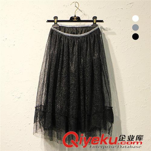 下裝 韓國夏季蕾絲鉤花網(wǎng)紗半身裙蓬蓬百褶A字紗裙中長款短裙