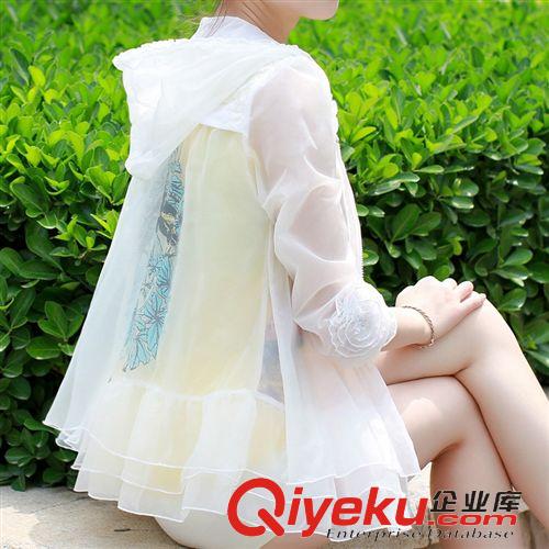 【防曬衣】 夏季超薄款蕾絲沙灘防曬衣女長袖防紫外線連帽短款防曬服衫