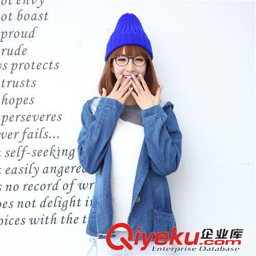 【女士外套】 2014秋裝新款外套女 韓版女裝 修身連帽牛仔外套女上衣原始圖片2
