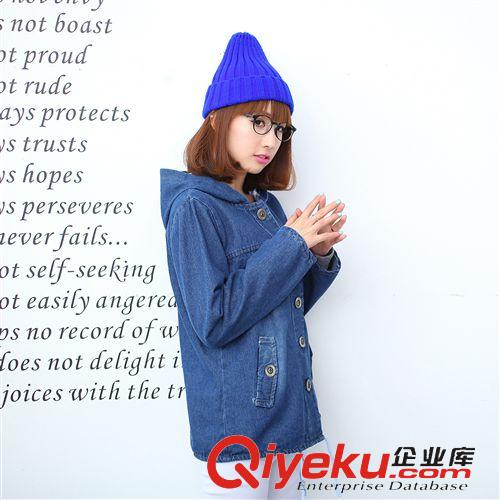【女士外套】 2014秋裝新款女外套女 韓版女裝 修身連帽牛仔外套女上衣原始圖片2