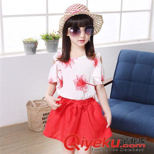 女童 2015新品熱賣女童中大童兒童套裝潮品 全棉碎花短袖女童套裝夏