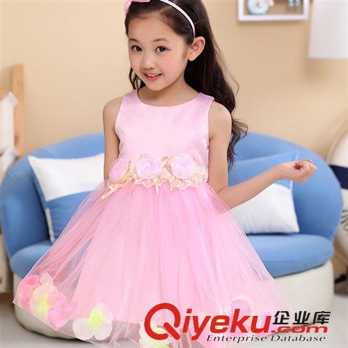 4月下旬新品 女童花朵甜美無袖連衣裙童裙潮 2015新品六一兒童節舞蹈裙表演裙